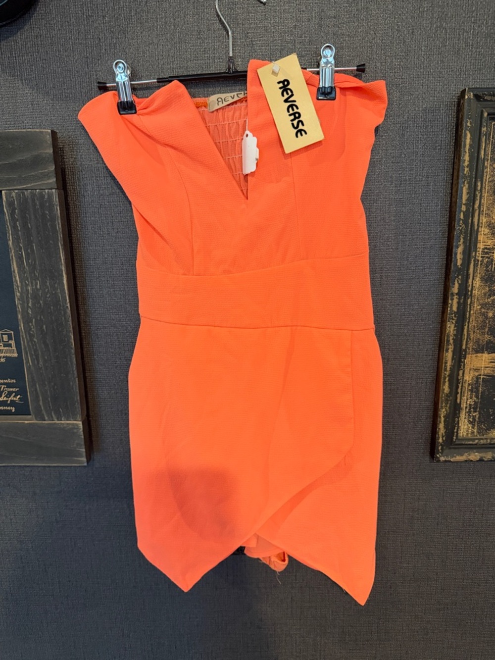REVERSE Coral-Orange One-Shoulder Tulip Hem Dress